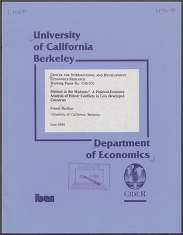 Ilniversity of California Berkeley Department of Economics