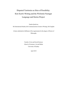 Kim Scott's Writing and the Wirlomin Noongar Language and Stories Project