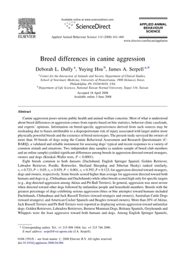 Breed Differences in Canine Aggression Deborah L