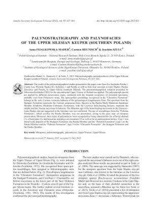 Palynostratigraphy and Palynofacies of the Upper Silesian Keuper (Southern Poland)