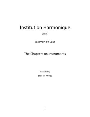 Caus, Salomon De. Institution Harmonique (1615)