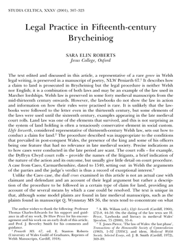 Legal Practice in Fifteenth-Century Brycheiniog