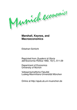 Marshall, Keynes, and Macroeconomics