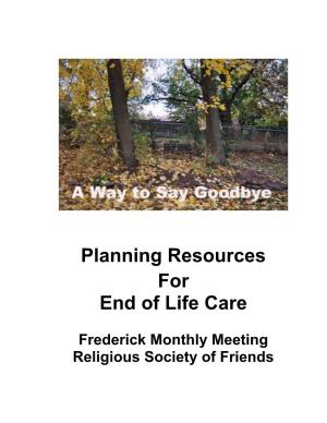 Frederick Monthly Meeting End of Life Planning Booklet
