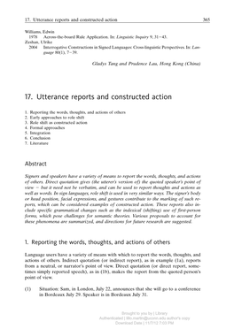 17. Utterance Reports and Constructed Action 365