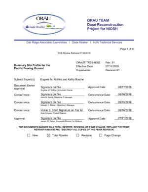 ORAUT-TKBS-0052, Summary Site Profile for the Pacific Proving