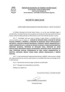 Decreto 2865/2018