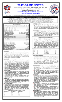 2017 Game Notes