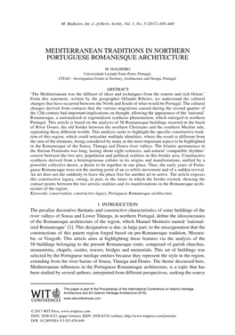 Mediterranean Traditions in Northern Portuguese Romanesque Architecture