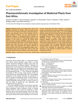 Pharmacoinformatic Investigation of Medicinal Plants from East Africa
