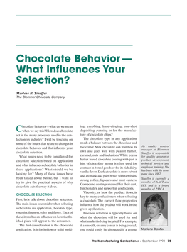 Chocolate Behavior — What Influences Your Selection?
