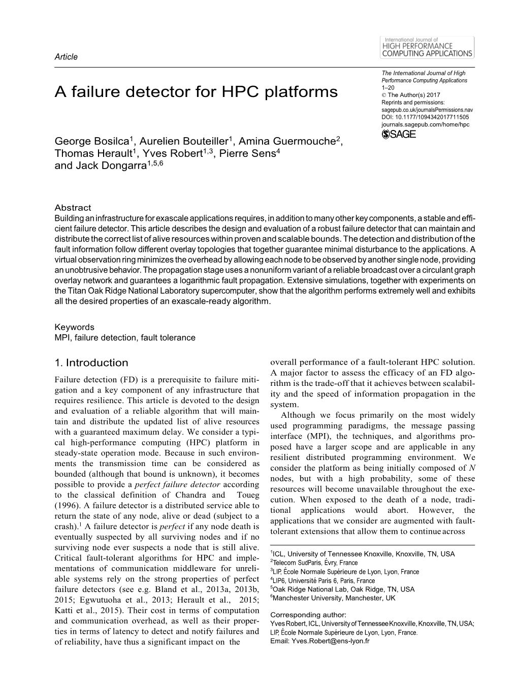 A Failure Detector for HPC Platforms