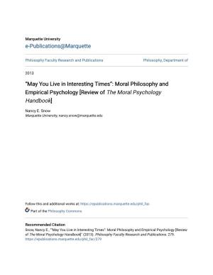 Moral Philosophy and Empirical Psychology [Review of the Moral Psychology Handbook]