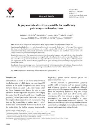 Is Grayanotoxin Directly Responsible for Mad Honey Poisoning-Associated Seizures