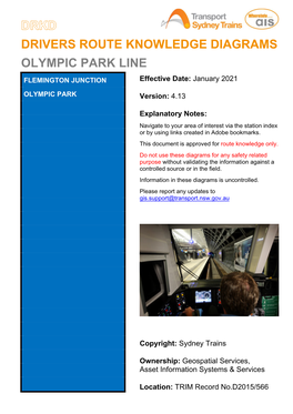 Drivers Route Knowledge Diagrams Olympic Park Line
