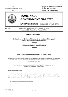 316] CHENNAI, THURSDAY, SEPTEMBER 8, 2011 Aavani 22, Thiruvalluvar Aandu–2042