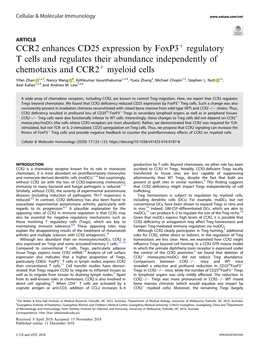 CCR2 Enhances CD25 Expression by Foxp3+ Regulatory T Cells and Regulates Their Abundance Independently of Chemotaxis and CCR2+ Myeloid Cells