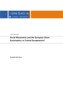 Social Movements and the European Union: Eurosceptics Or Critical Europeanists?