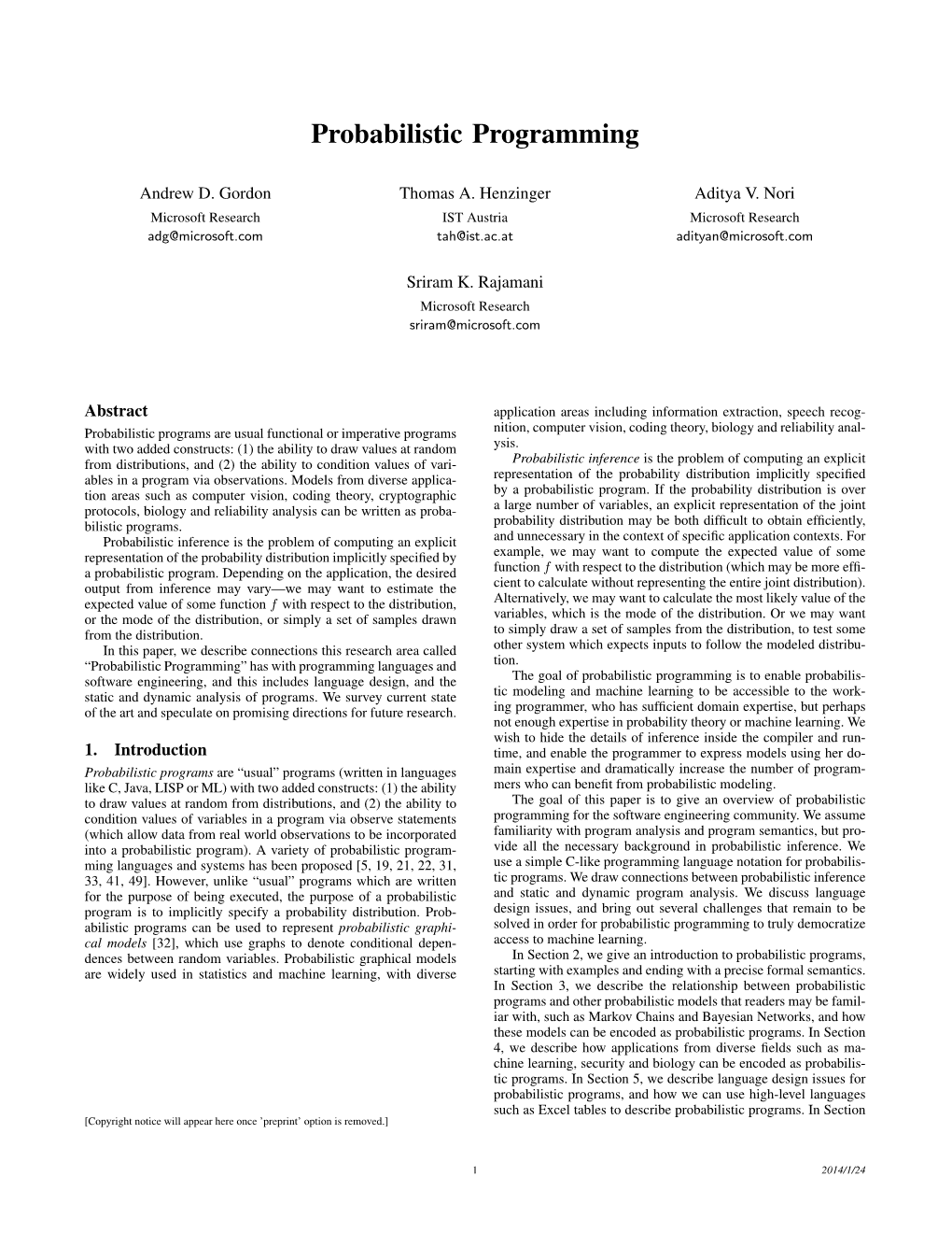 Probabilistic Programming Language