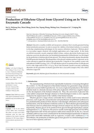 Production of Ethylene Glycol from Glycerol Using an in Vitro Enzymatic Cascade