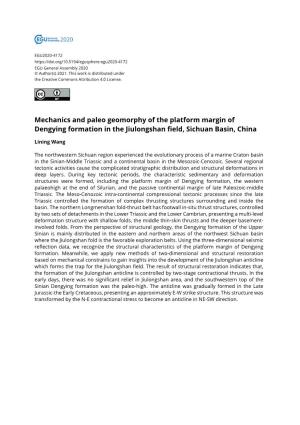 Mechanics and Paleo Geomorphy of the Platform Margin of Dengying Formation in the Jiulongshan Field, Sichuan Basin, China