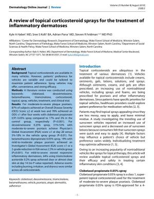 A Review of Topical Corticosteroid Sprays for the Treatment of Inflammatory Dermatoses