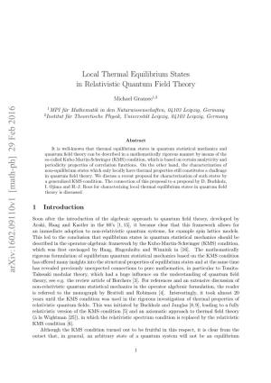 Local Thermal Equilibrium States in Relativistic Quantum Field Theory