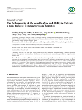 The Pathogenicity of Shewanella Algae and Ability to Tolerate a Wide Range of Temperatures and Salinities