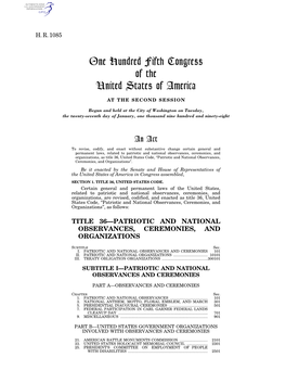 One Hundred Fifth Congress of the United States of America