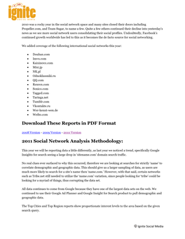 Download These Reports in PDF Format 2011