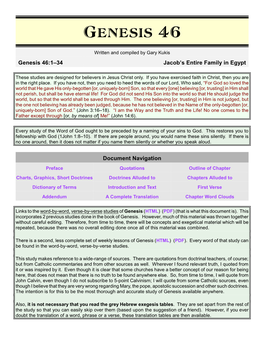 Genesis 46 Jacob's Entire Family in Egypt