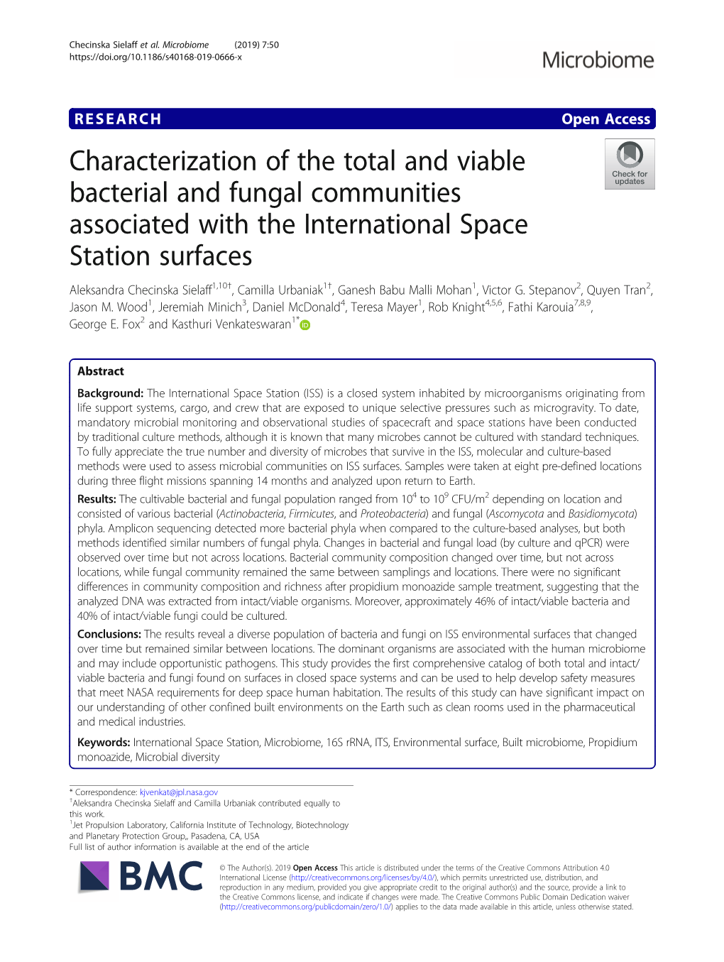 Characterization of the Total and Viable Bacterial and Fungal Communities