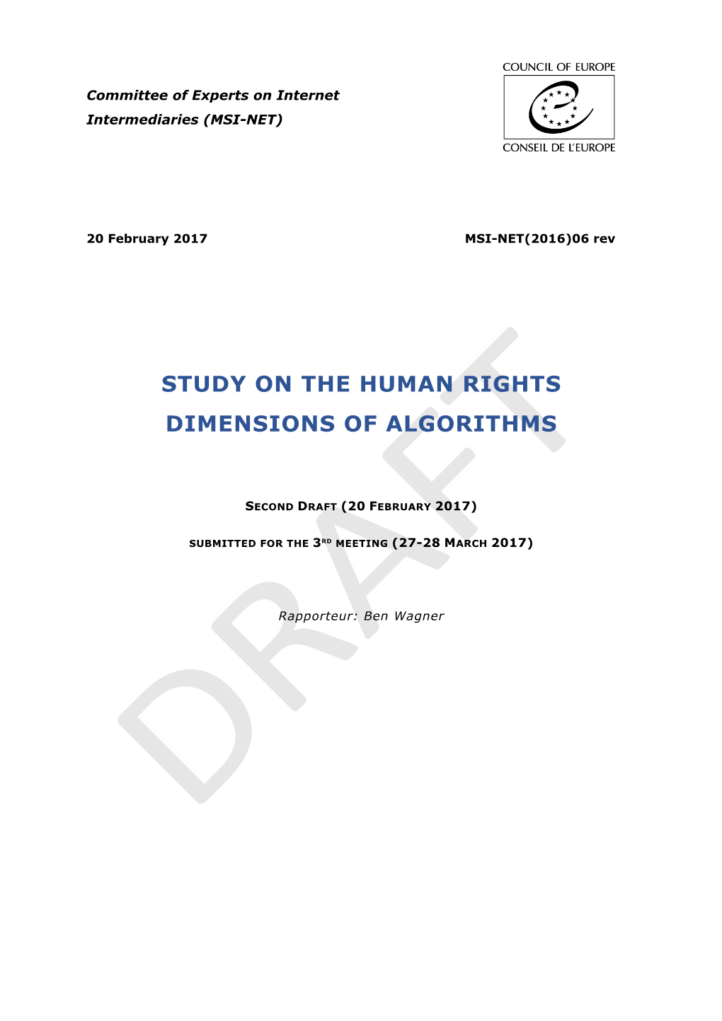 Study on the Human Rights Dimensions of Algorithms