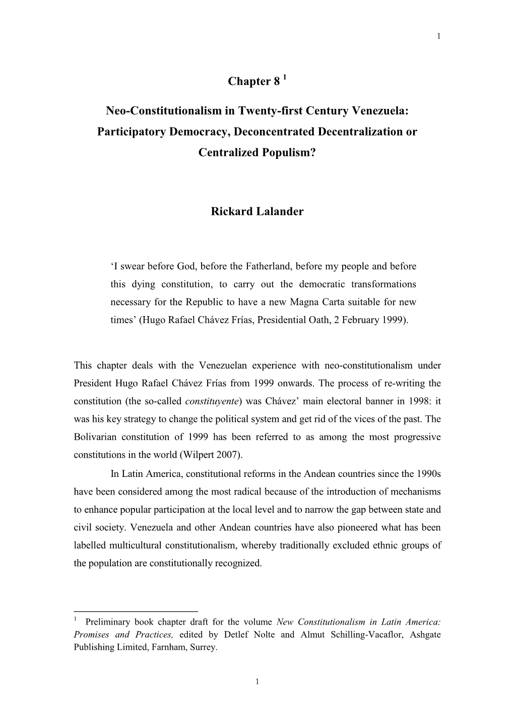 Chapter 8 Neo-Constitutionalism in Twenty-First Century Venezuela