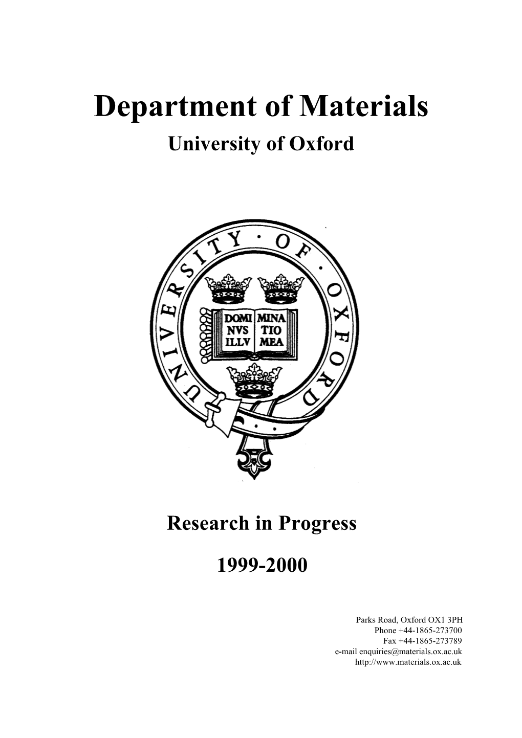 Researches in Progress 1999-2000