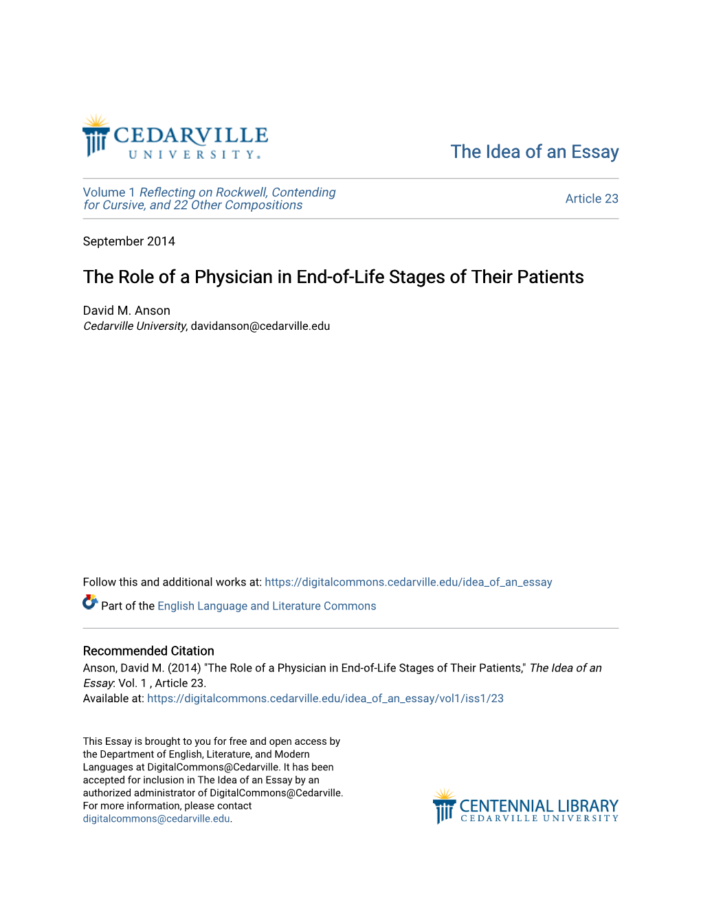 The Role of a Physician in End-Of-Life Stages of Their Patients