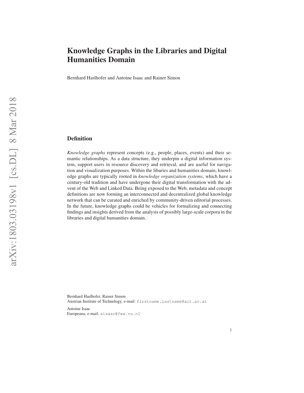 Knowledge Graphs in the Libraries and Digital Humanities Domain 3 Knowledge Organization Systems in Libraries