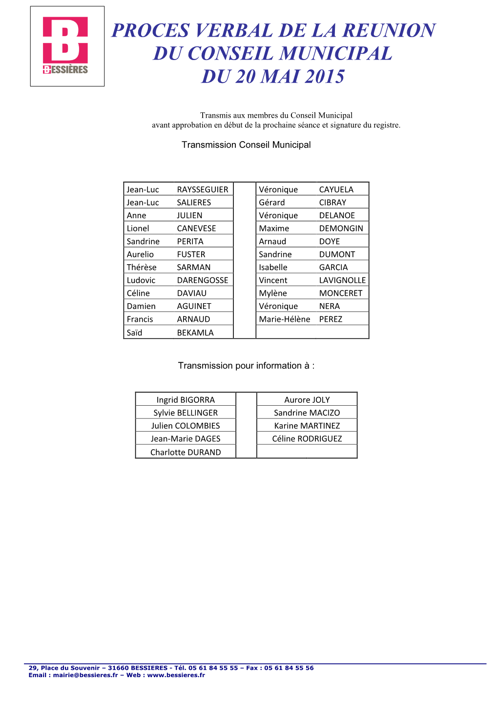 Transmission Conseil Municipal