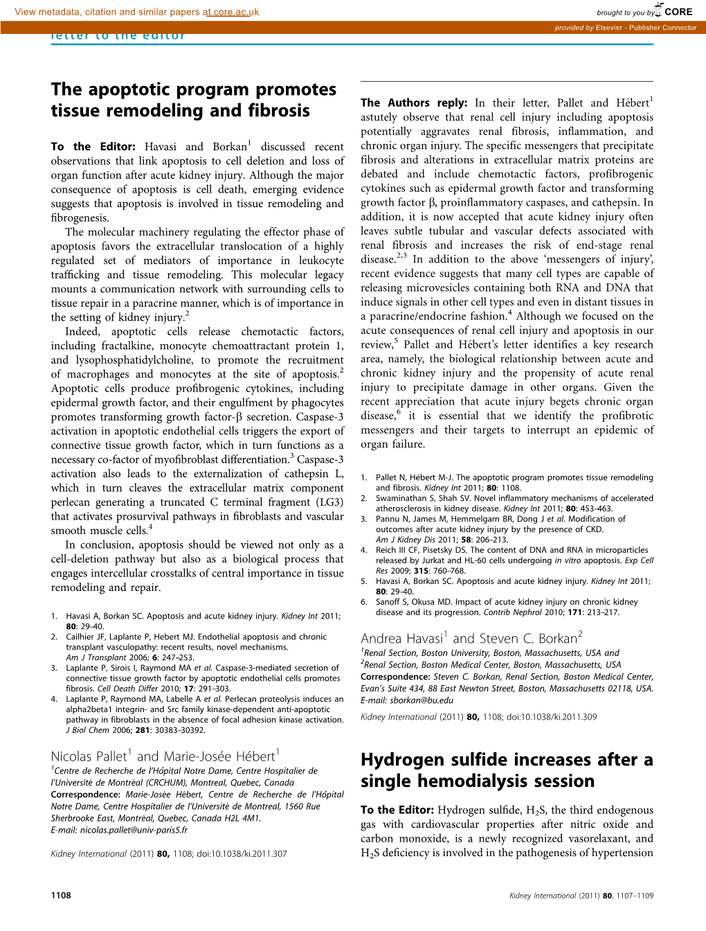 The Apoptotic Program Promotes Tissue Remodeling and Fibrosis