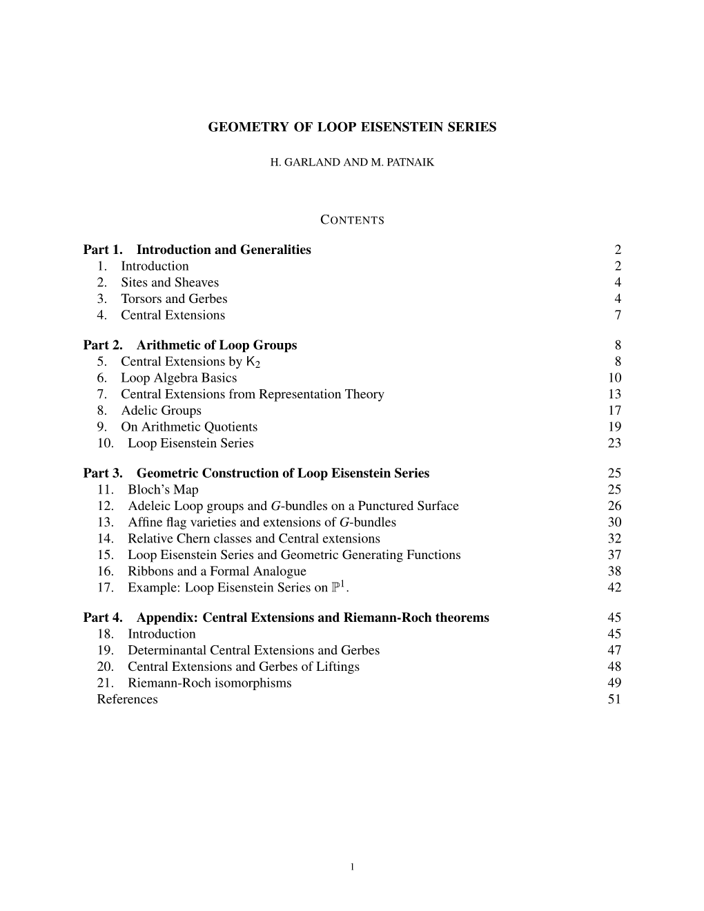 GEOMETRY of LOOP EISENSTEIN SERIES Part 1. Introduction And