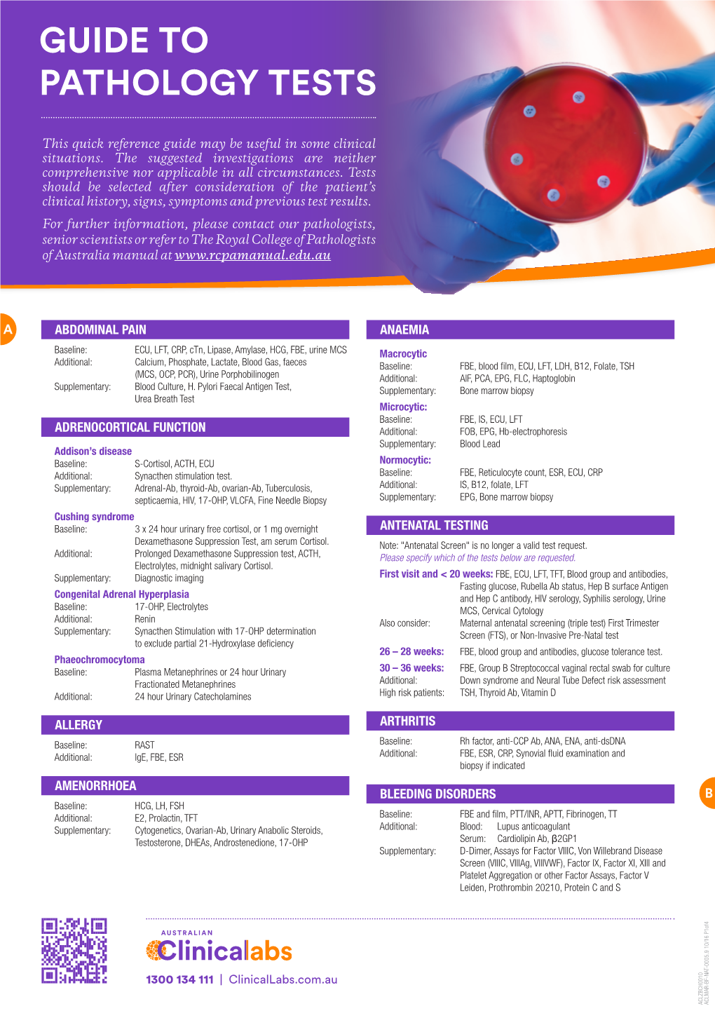 Guide to Pathology Tests