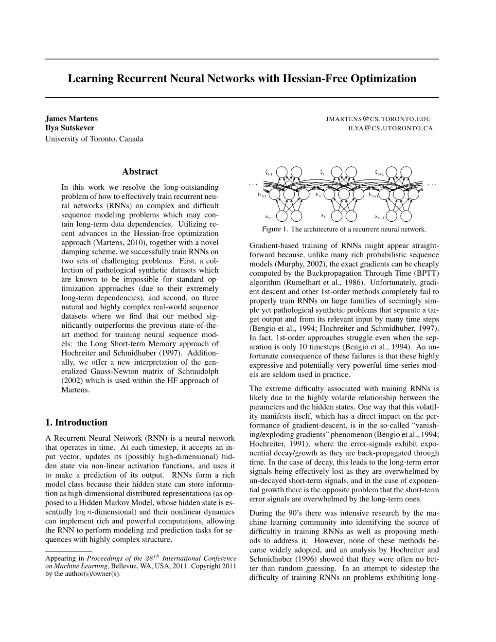 Learning Recurrent Neural Networks with Hessian-Free Optimization