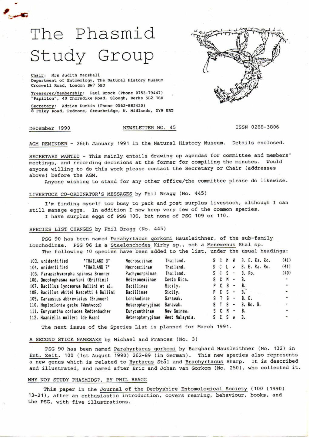 The Phasmid Study Group