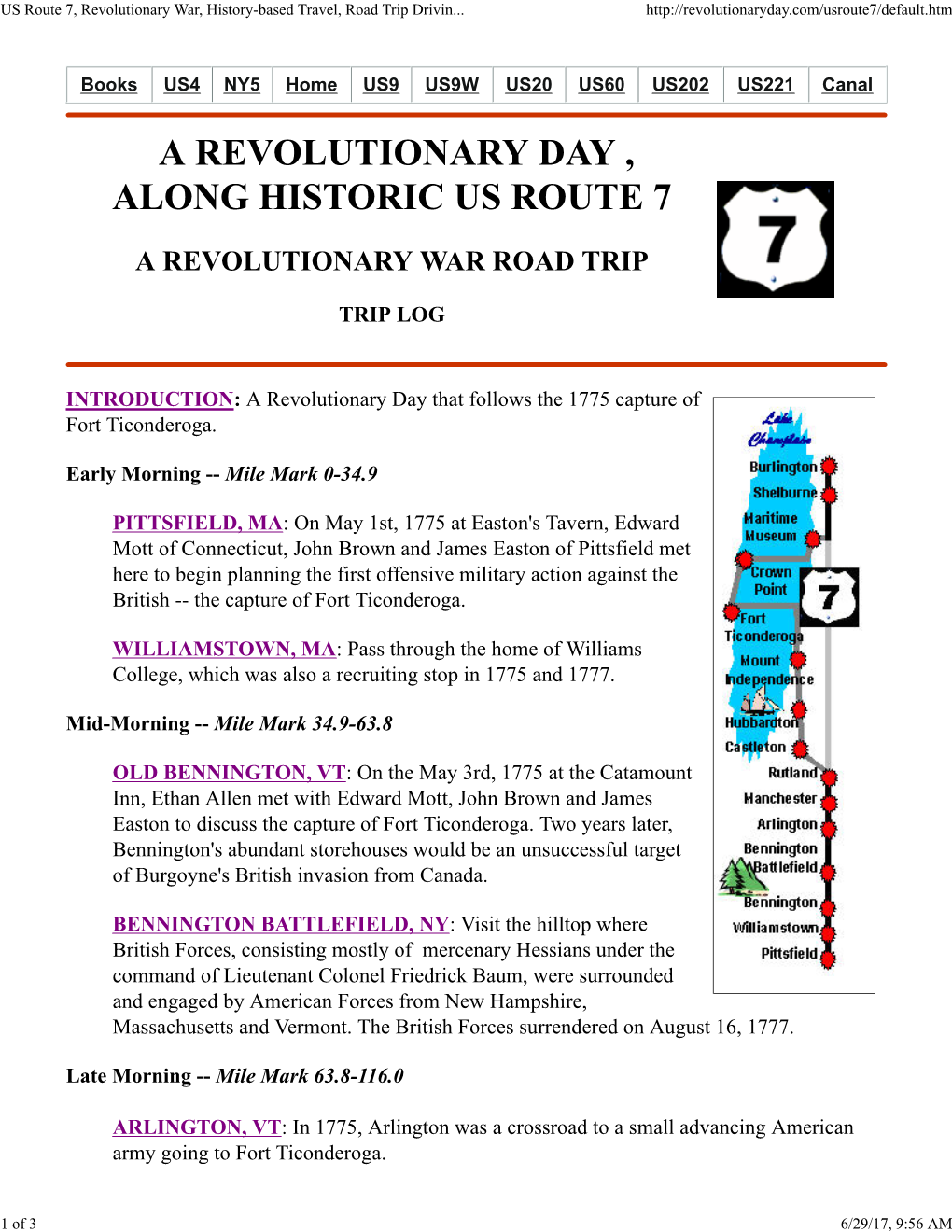 US Route 7, Revolutionary War, History-Based Travel, Road Trip Drivin
