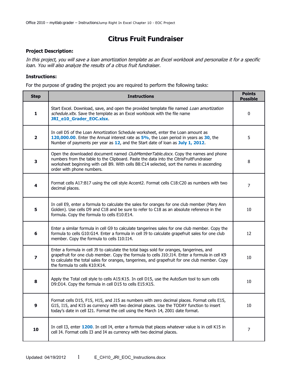 Gaining Proficiency Instructions