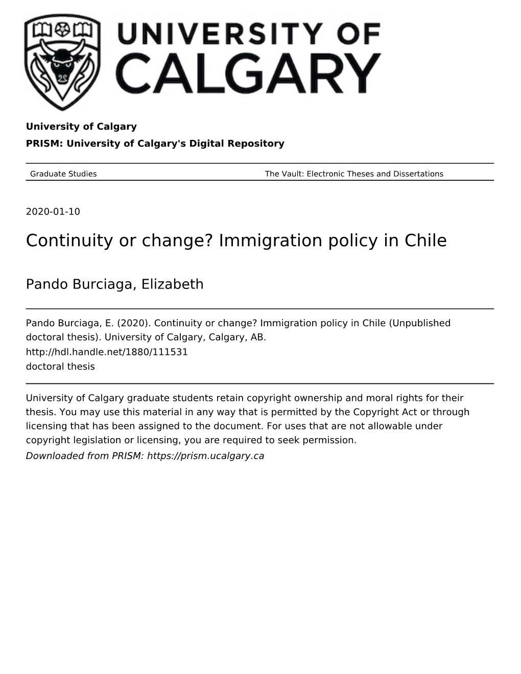 Continuity Or Change? Immigration Policy in Chile