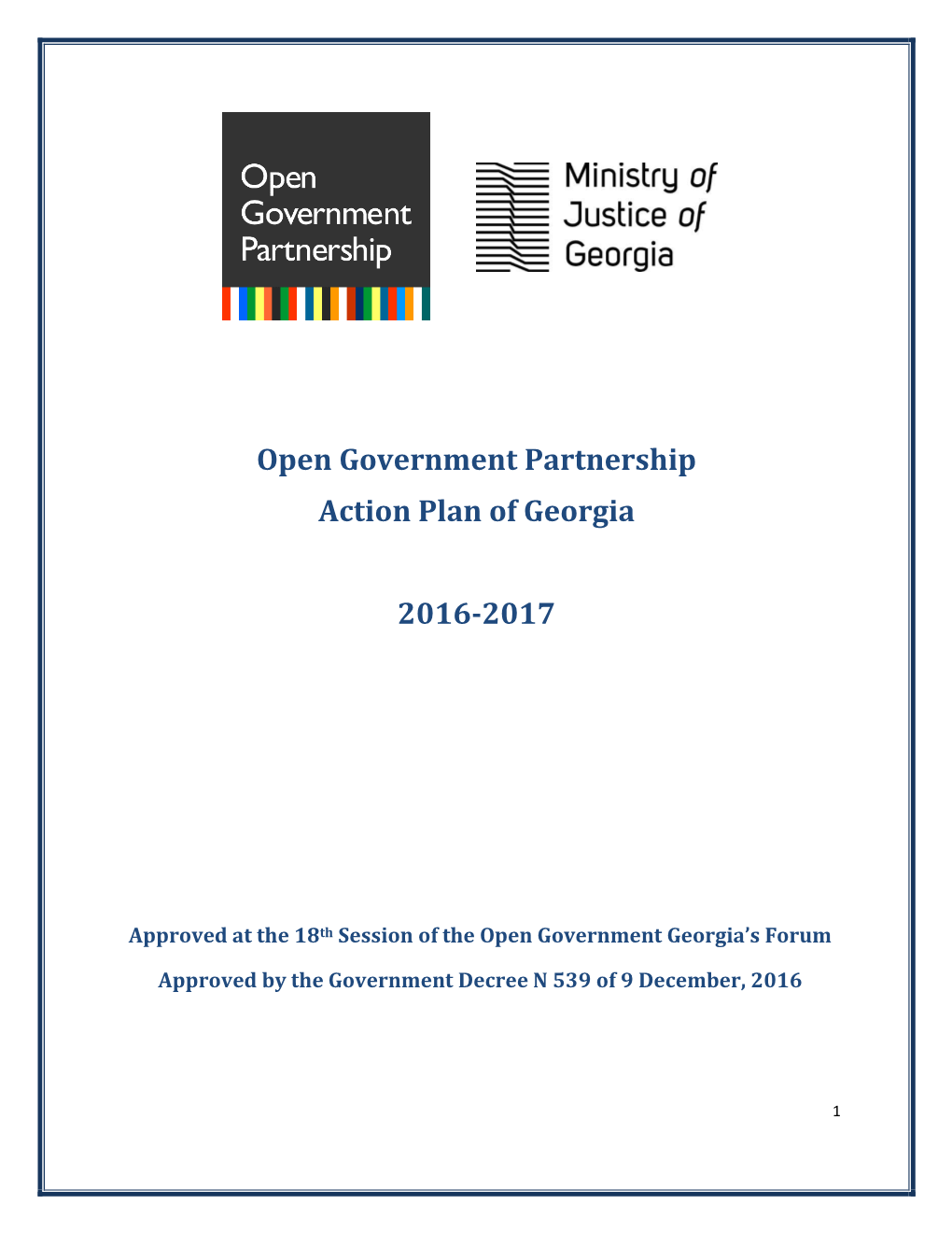OGP Georgia Action Plan for 2016-2017