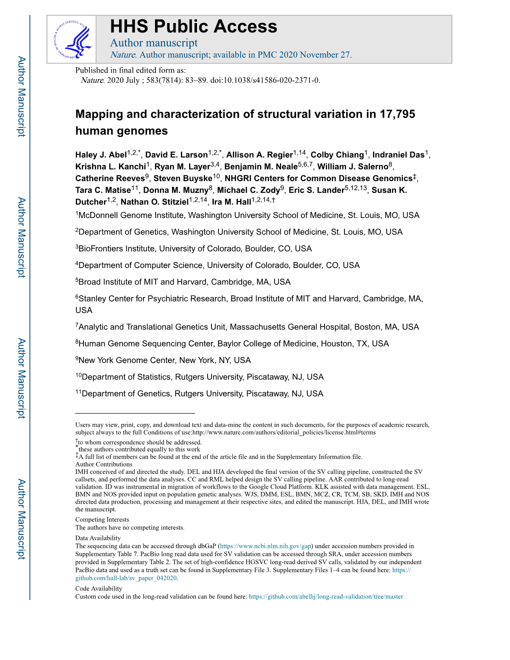 Mapping and Characterization of Structural Variation in 17,795 Human Genomes