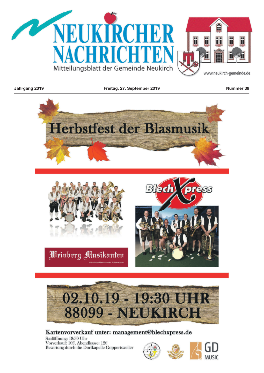 Neukircher Nachrichten Freitag, 27. September 2019 Seite 1