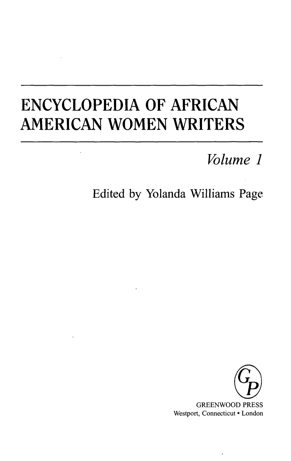 Encyclopedia of African American Women Writers